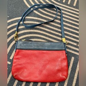 Hare + Hart Red and Blue Women's Leather Crossbody Purse